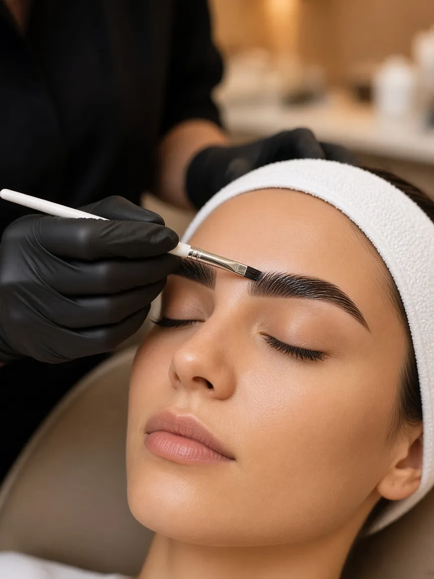 Aplicación de tinte profesional de cejas